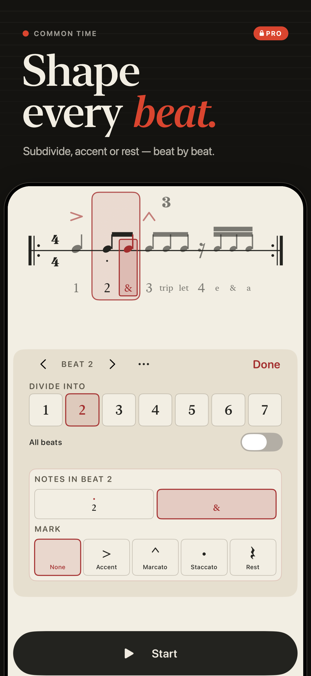 Shape every beat — Common Time Metronome screenshot