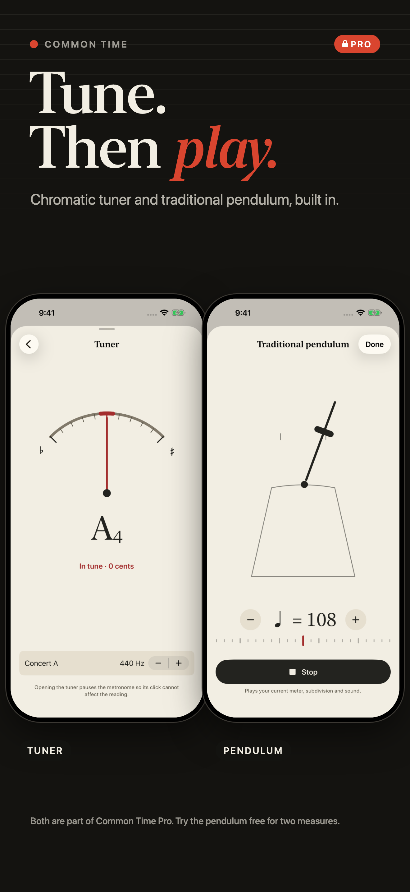 Tune, then play — Common Time Metronome screenshot